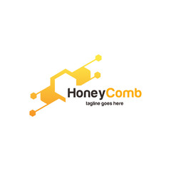 Honey Comb Logo design concept, Bee or Technology logo template