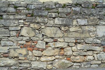 Wall of stone blocks