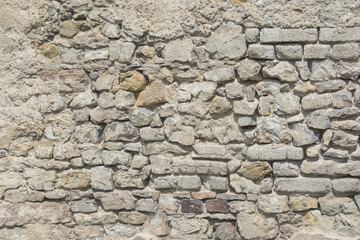 Wall of stone blocks