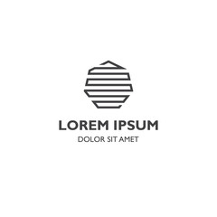 Striped heptagon line connect icon element template