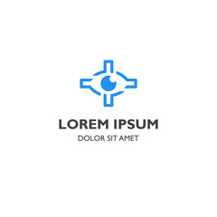 Obraz premium Medical eye, Vision cross vector logo icon template