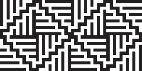Seamless geometric pattern with striped black white background. Vector illusive background. Futuristic vibrant design.