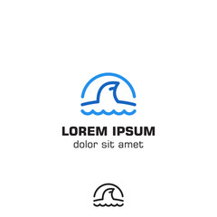 Obraz premium Shark fin wave logo icon