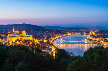 Fototapeta na wymiar Panoramic view of Budapest at twilight