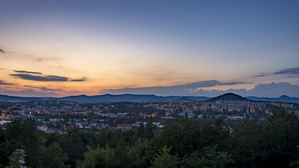 View on town during sunset. The czech city 