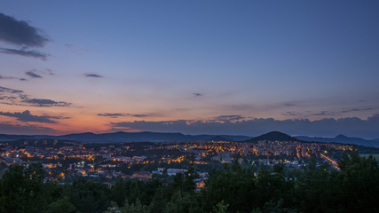 View on town during sunset. The czech city 