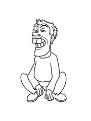 sitzen hocken spaß comic clipart gesicht grinsen kopf cartoon lustig mann design zähne