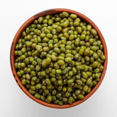 fresh muung beans on a white background