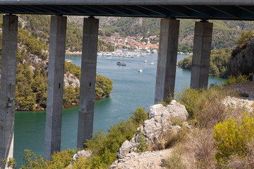 Highway bridge over the Adriatic Sea in Croatia