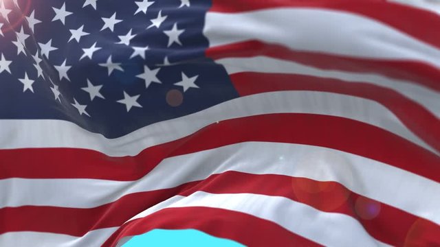 seamless American Flag Slow Waving with visible wrinkles.Close up of UNITED STATES flag.usa,A fully digital rendering,The animation loops at 20 seconds.flag 3D animation with alpha channel included.
