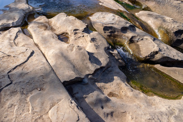 petrified sand from the water stream. A small river. Azerbaijan Lankaran