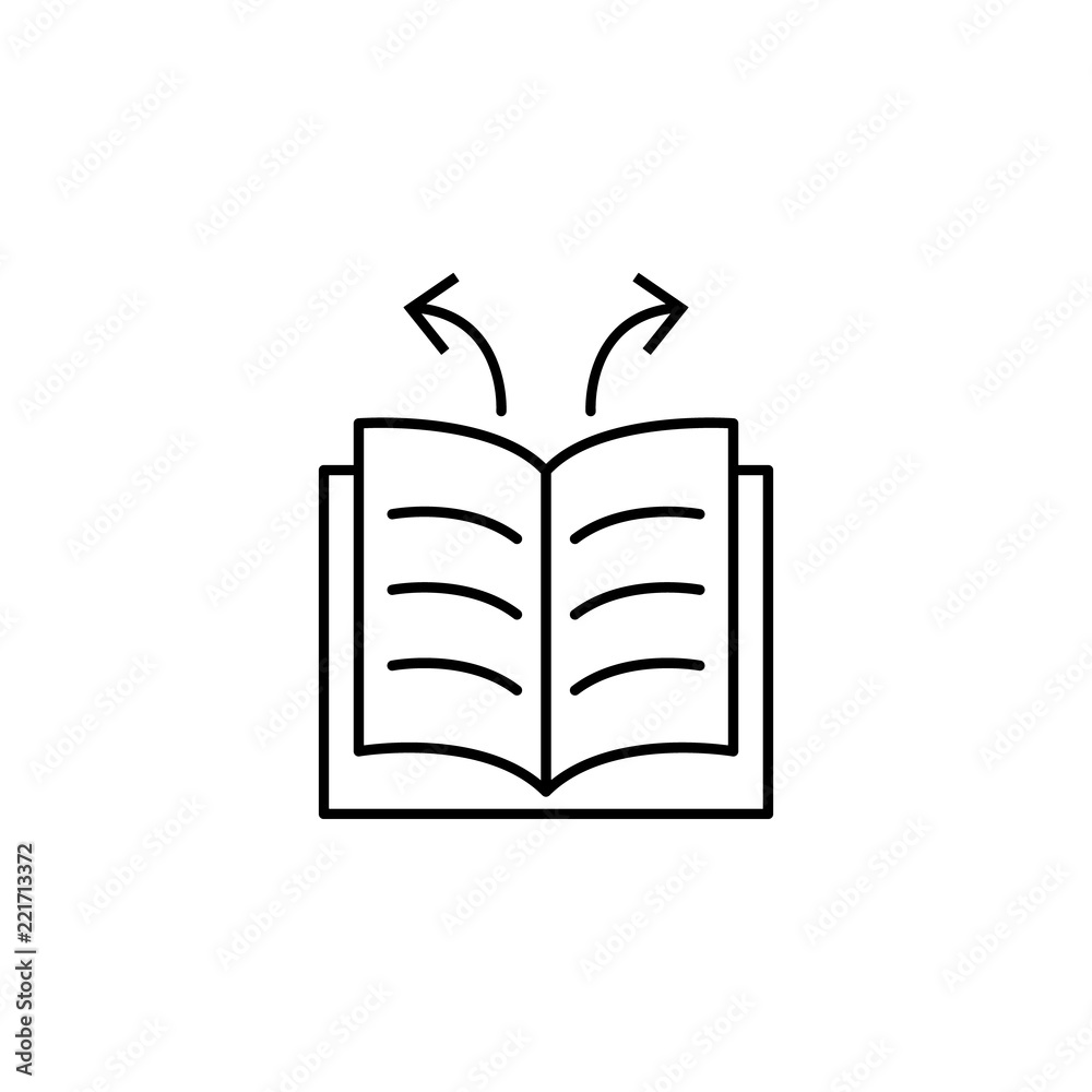Poster open book icon. element of arrow and object icon for mobile concept and web apps. thin line open boo
