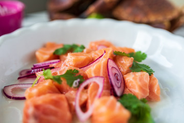 Ceviche mit Lachs Fisch 