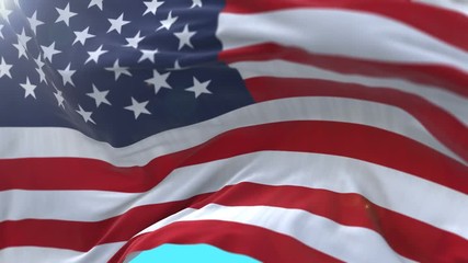 seamless American Flag Slow Waving with visible wrinkles.Close up of UNITED STATES flag.usa,A fully digital rendering,The animation loops at 20 seconds.flag 3D animation with alpha channel included. - Powered by Adobe