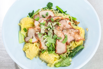 Egg Noodle With Red Roasted Pork And Wonton