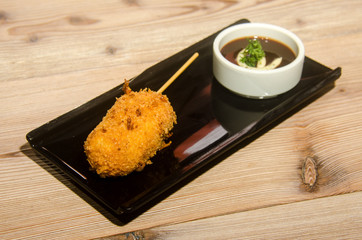 Fototapeta na wymiar Japanese cuisine kushiage tempura appetizer