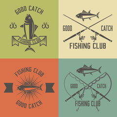 Fishing club set of vector vintage emblems