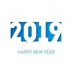 Happy New Year 2019. Vector background. Cover of business diary for 2019 with wishes. Vector brochure design template. Papercut art.