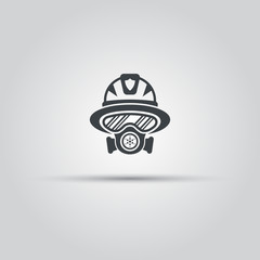 Firefighter silhouette face icon with gas mask