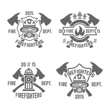 Fire department monochrome vector emblems