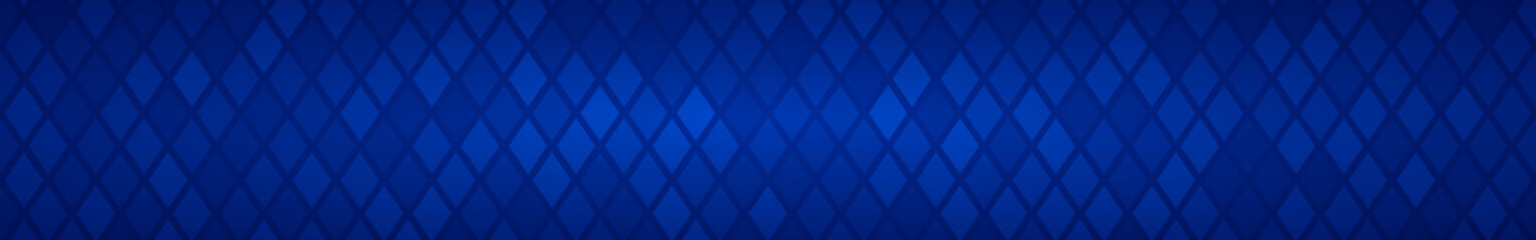 Fototapeta na wymiar Abstract horizontal banner or background of small rhombuses in blue colors.
