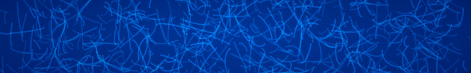 Abstract horizontal banner or background of intersecting curves in blue colors.