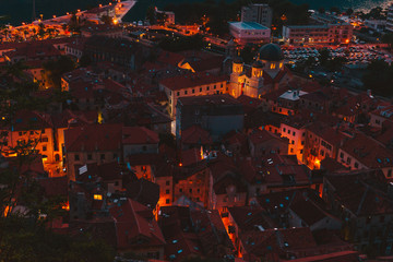 kotor city in night lights