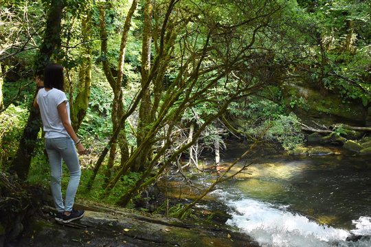 Chica joven contemplando el paisaje 