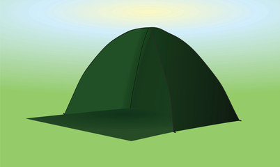 Green camping tent. vector illustration