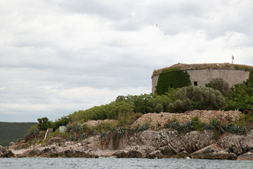 Fototapeta na wymiar mamula fortes at island in montenegro
