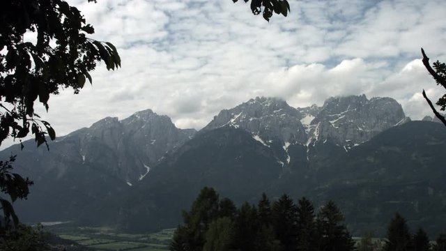 Wide angle shot of the Lienz Dolomites, an iconic mountain range to the south of Lienz in Osttirol, Austria.