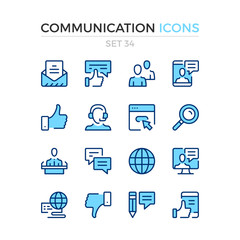 Communication icons. Vector line icons set. Premium quality. Simple thin line design. Modern outline symbols, pictograms.