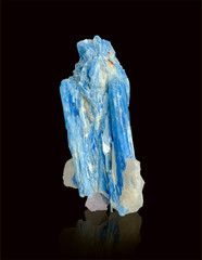 kyanite crystals on black background