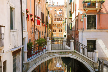 Fototapeta na wymiar Beautiful bridge in Venice landscape, Italy