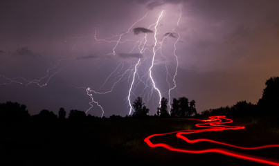 lightning over city