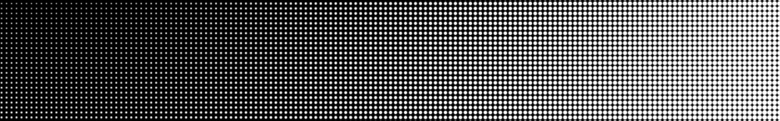 Abstract halftone gradient horizontal banner in black and white colors