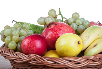 pomegranates and other fruit in the basket