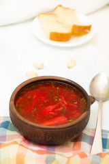 Ukrainian red borsch with greens