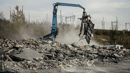 Demolition machine at work