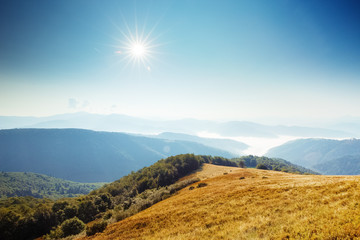 Picturesque landscape in high mountains on Summer season. Hiking or any outdoors activity background. Suitable for wallpapers.