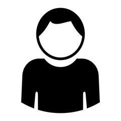 Male avatar profile black vector icon isolated on white background