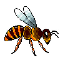 Pixel art flying bee detailed isolated vector