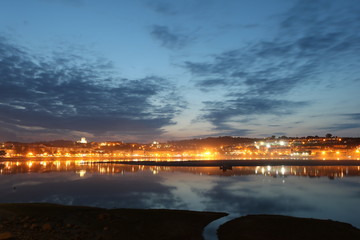 Night view of a beautiful town in the Cantabrian Sea