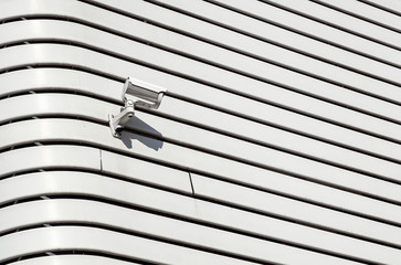 Security cctv cameras in metal wall. cctv system .