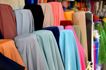 Fabric on rool for sale at the  textiles market