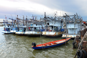 Fishery boats're mooring at the harbour