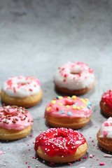 Homemade Colorful frosted  Mini Donuts / Cake Doughnuts