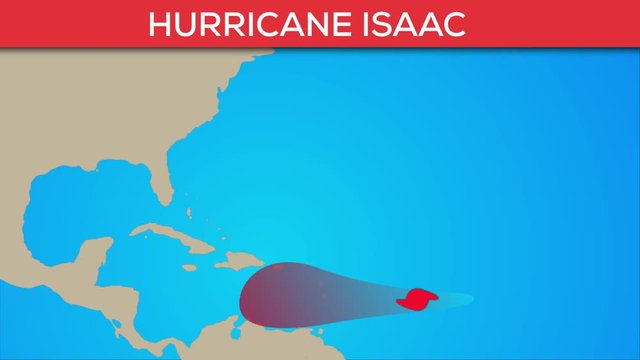 Isaac hurricane or tropical storm animation. Flatten storm progress animation.