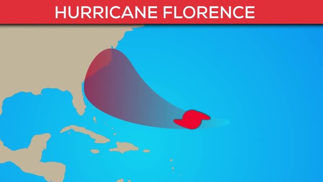 Florence hurricane or tropical storm animation. Flatten storm progress animation.