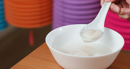 Chinese lantern with sweet dumpling soup